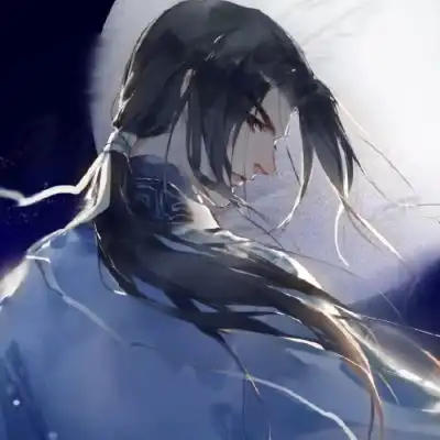 唐崎夜雨手绘插画古风男头
