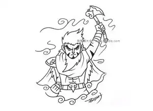神话人物系列盘古简笔画图片
