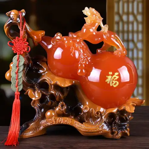 招财葫芦中式摆件工艺品博古架客厅摆设装饰品聚财乔迁开业礼品
