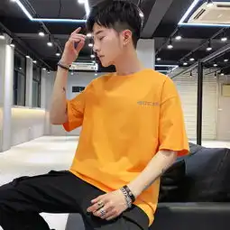 夏季2019新款男装港风短袖男t恤韩版宽松潮流个性印花纯棉体恤衫
