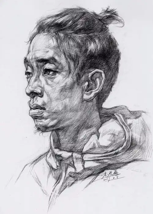 素描教程人物头像结构范画与作图步骤
