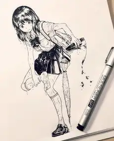 一组超好看的黑白手绘
