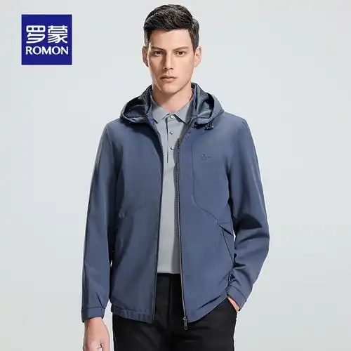 罗蒙romon撞色连帽冲锋夹克男2024春季休闲户外拼色登山服外套绿色185150165斤
