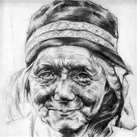 素描老人头像图片大全正面中国老人素描头像图片女
