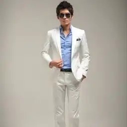 simoncavalier西蒙卡瓦利男士新郎礼服白色
