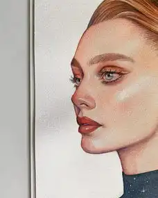 优秀水彩人物手绘特写细节展示近距离感受人像色彩与体积塑造
