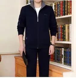 春季新品男士大码运动服套装中老年休闲运动爸爸装户外卫衣男
