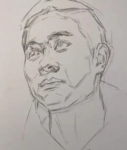 第三一四集朱传奇教你画微仰头视角向上的男青年素描头像
