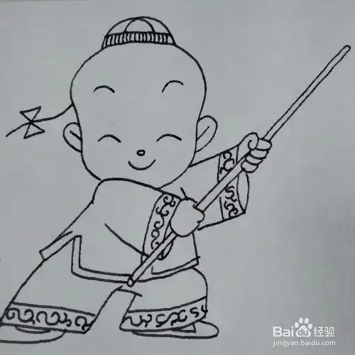 怎么画一个在练武术的小男孩卡通儿童简笔画
