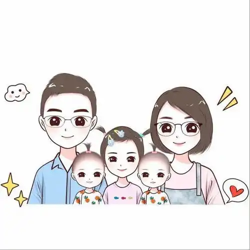 一家五口三个女儿,三个儿子,两儿一女,两女一儿亲子微信头像
