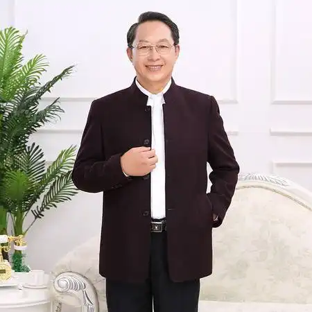 洋湖轩榭中年男装外套毛呢夹克春秋款中老年父亲装上衣爸爸装a图片大全邮乐官方网站
