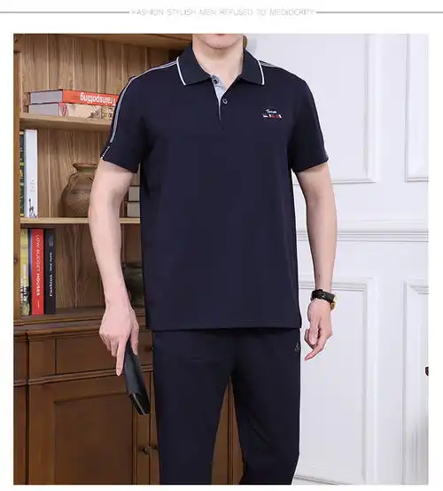 中老年运动套装男夏季两件套短袖大码运动服休闲套装男爸爸装qlg福卡商城
