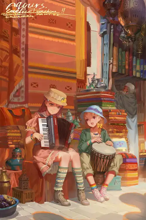 油画质感与天真萝莉相结合的插画,非常的明亮生动
