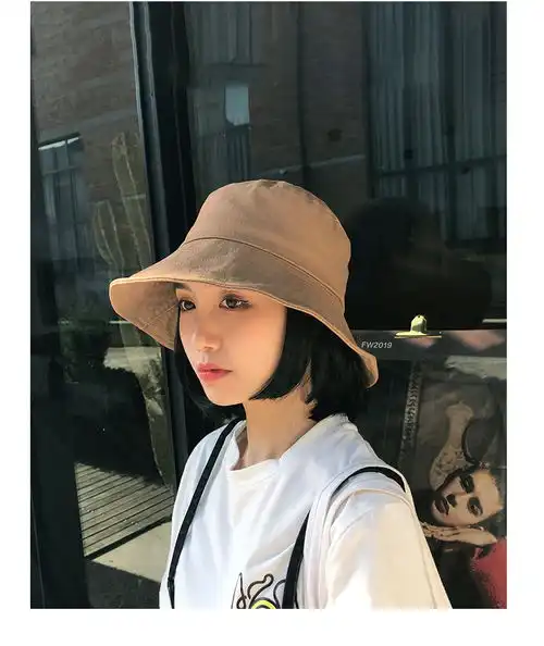 夏季韩版休闲百搭日系防晒遮阳太阳帽子男盆帽潮网红黑色渔夫帽女
