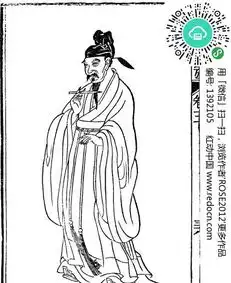 古代人物插画拿着毛笔的戴着帽子的男子矢量
