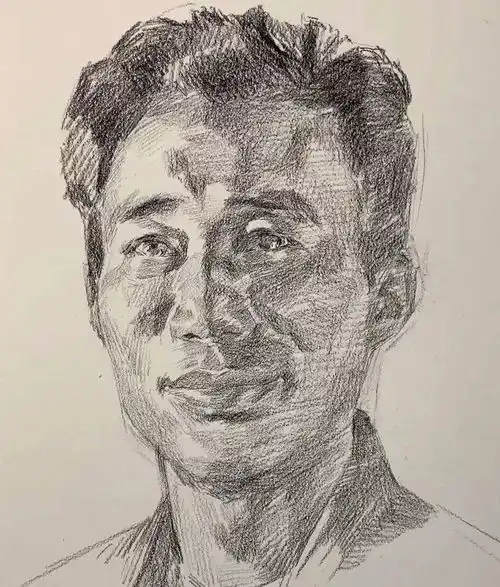 第三一集朱传奇教你画亲和面善的侧光源男中年素描头像
