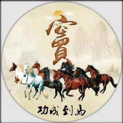 八骏图马到成功姓氏头像,圆形边框共计12个姓氏
