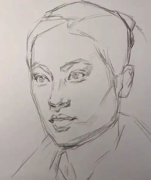 传奇绘画课堂回顾第三一集朱传奇教你画正面微侧专注神情的女青年素描头像
