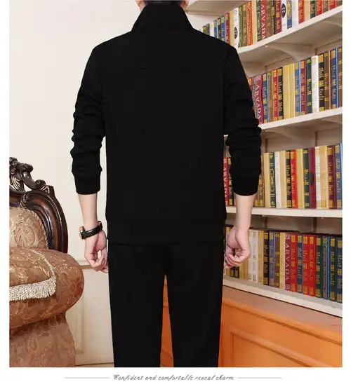 sp春秋三件套中老年运动男爸爸跑步休闲套装中年男士大码晨练运动服
