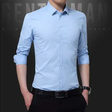 壹恺y.kay男士长袖韩版休闲修身衣服寸衫纯色男装白衬衣潮dc1708
