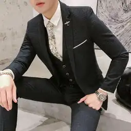 西服套装3件套春季新款男士韩版休闲小西装男修身男装p218
