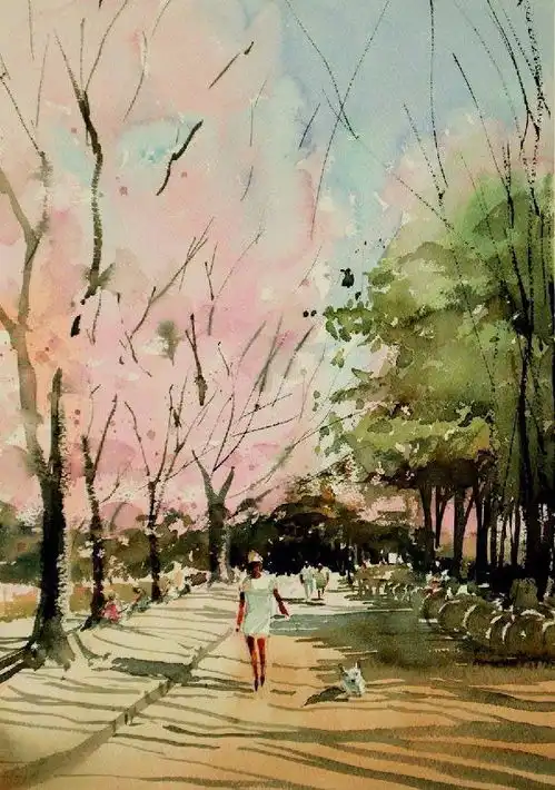 唯美的水彩风景画欣赏

