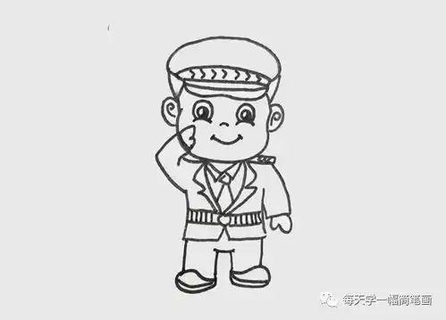 每天学一幅简笔画警察简笔画步骤图片大全
