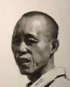 侧光男中年素描头像绘画步骤
