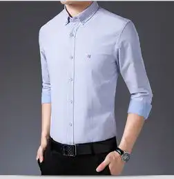 汤河之家2019男士新款秋季长袖衬衫批发条纹透气衬衣男装b
