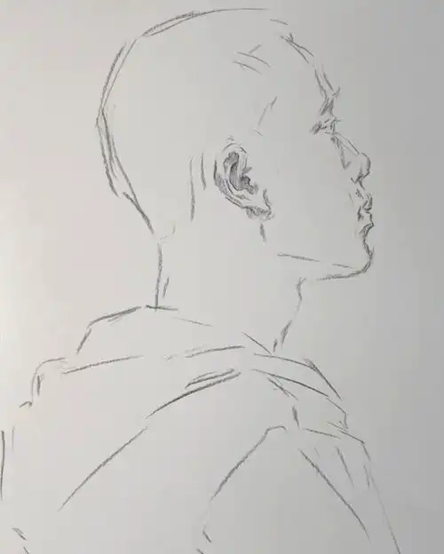 教你处理正侧面男青年素描头像北京上美苑画室
