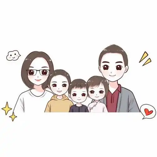 一家五口三个女儿,三个儿子,两儿一女,两女一儿亲子微信头像
