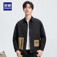 罗蒙男士夹克2024春商务休闲短款外套中青年男士易打理上衣黑色180

