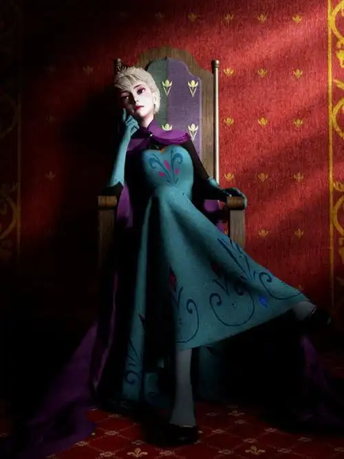 国外3d大佬用cg创作的冰雪奇缘,艾莎女王太帅了
