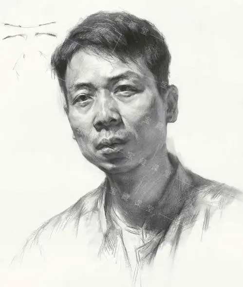 素描头像短发男中年课程训练分享附视频宝藏美术网校
