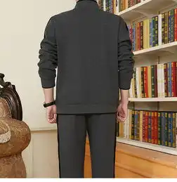 冬季中老年男士晨练服套装加绒加厚运动装大码保暖运动衣爸爸装
