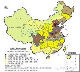 中国姓氏人口分布图看看你的大本营在哪儿
