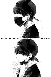黑头发黑帽子戴黑口罩的动漫男子
