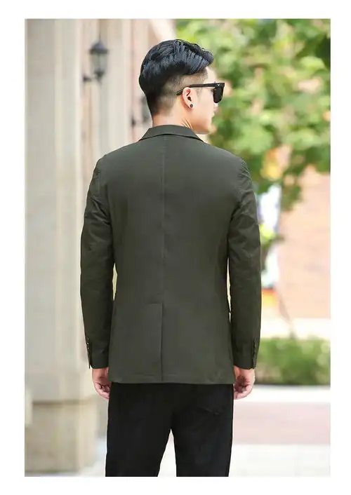 汤河之家2019秋薄款西装外套男装开衫纽扣棉商务休闲西服男
