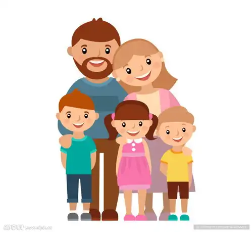 卡通五口之家矢量素材设计图生活人物
