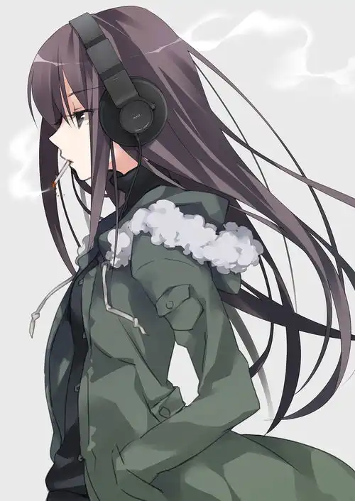 二次元夹克衫动漫少女,英姿飒爽
