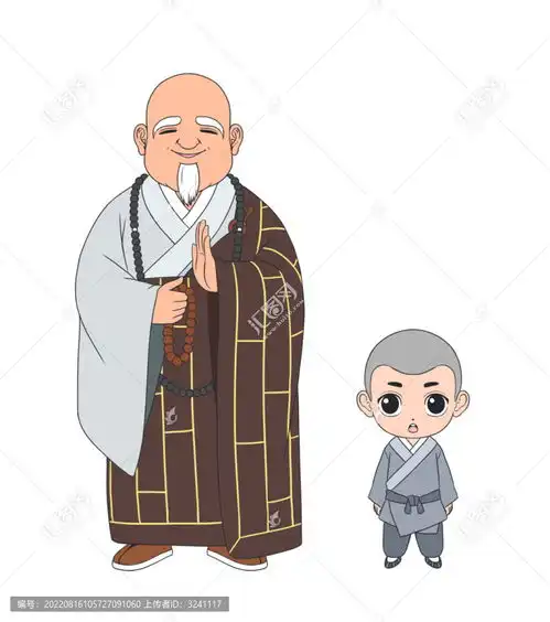 卡通手绘小和尚与老和尚角色设计模板下载设计素材素材下的人物素材设计模板
