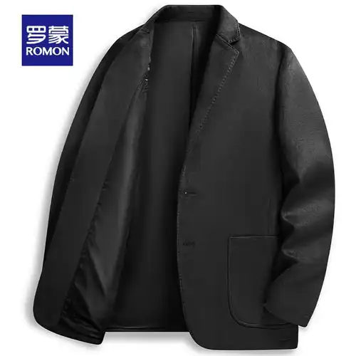 mayor男士丝麻毛面料半毛衬工艺深蓝色暗格纹西服上衣深蓝色17092a
