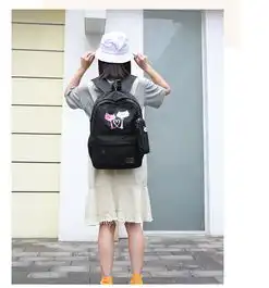 迪阿伦小清新学院风高中学生书包女韩版大容量初中学生男背包帆布双肩包
