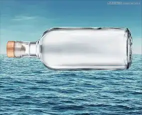 ps合成巨大漂流瓶中航行的海盗船图片

