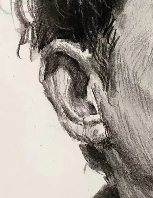 宅美术教你画标准式四分之三侧男中年素描头像

