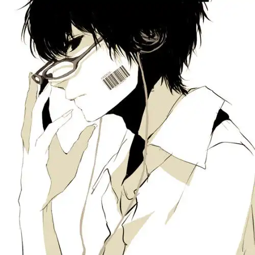 动漫白衬衫戴耳机情侣头像两张
