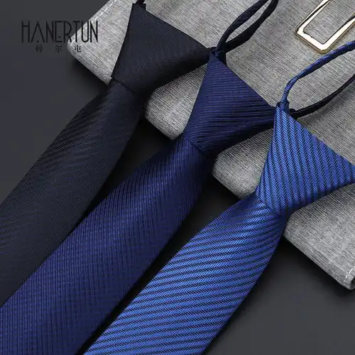 色潮6cm窄版懒人拉链领带男韩版商务西装休闲职业易拉得学生黑灰
