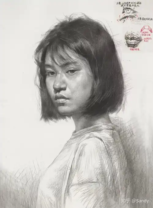 最全解析素描头像女青年画法

