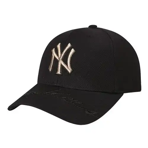 原价299现价269mlb棒球帽男女款情侣帽子ny洋基队帽檐黑色字母硬顶韩版潮流鸭舌帽黑色金标ny帽围可调节55cm59cm
