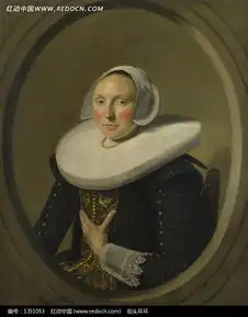 椭圆形相框里的戴白色布条的女人油画图片1351053书画文字
